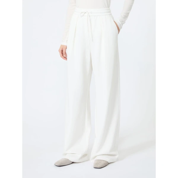 Max Mara Dancing Jersey Wide-Leg Trousers in White | Wide leg pants | Coveti
