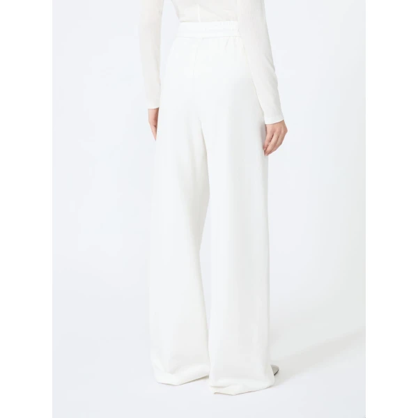 Max Mara Dancing Jersey Wide-Leg Trousers in White | Wide leg pants | Coveti