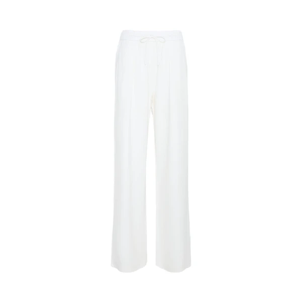 Dancing Jersey Wide-Leg Trousers in White