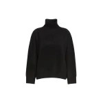Max Mara Danza Brushed Wool Polo-Neck Sweater in Black | Turtlenecks | Coveti