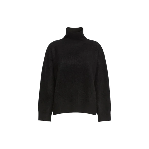 Max Mara Danza Brushed Wool Polo-Neck Sweater in Black | Turtlenecks | Coveti
