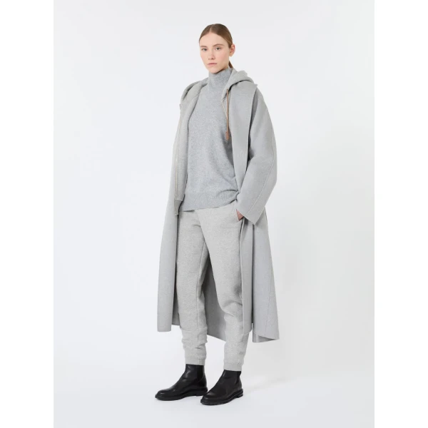 Max Mara Danza Brushed Wool Polo-Neck Sweater in Medium Grey | Turtlenecks | Coveti