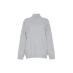 Max Mara Danza Brushed Wool Polo-Neck Sweater in Medium Grey | Turtlenecks | Coveti