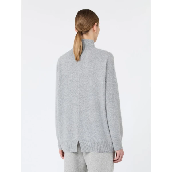 Max Mara Danza Brushed Wool Polo-Neck Sweater in Medium Grey | Turtlenecks | Coveti