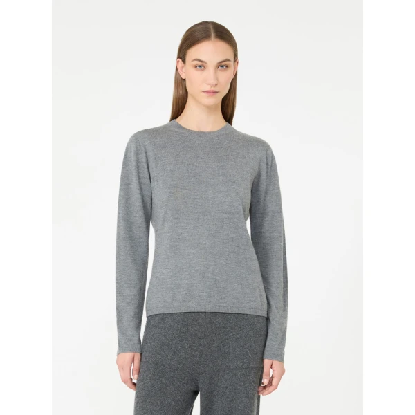 Max Mara Darsena Cashmere Crew-Neck Sweater in Medium Grey | Sweaters | Coveti