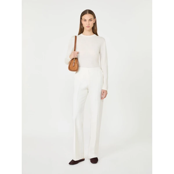 Max Mara Darsena Cashmere Crew-Neck Sweater in White | Sweaters | Coveti