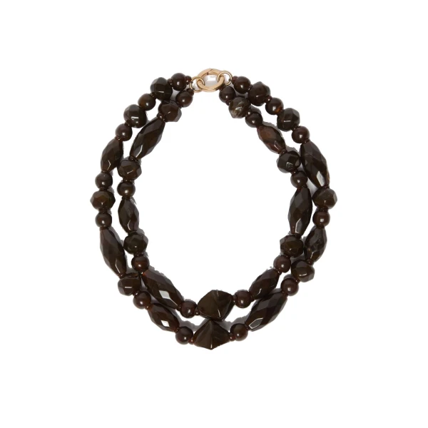 Darsena Double-Wrap Resin Necklace in Dark Brown