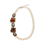 Max Mara Deco Necklace with Pearls and Gemstones in Gold | Necklace | Coveti