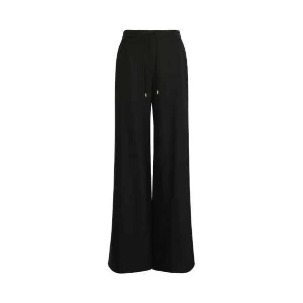 Max Mara Denaro Wool Drawstring Trousers in Black | Wide leg pants | Coveti