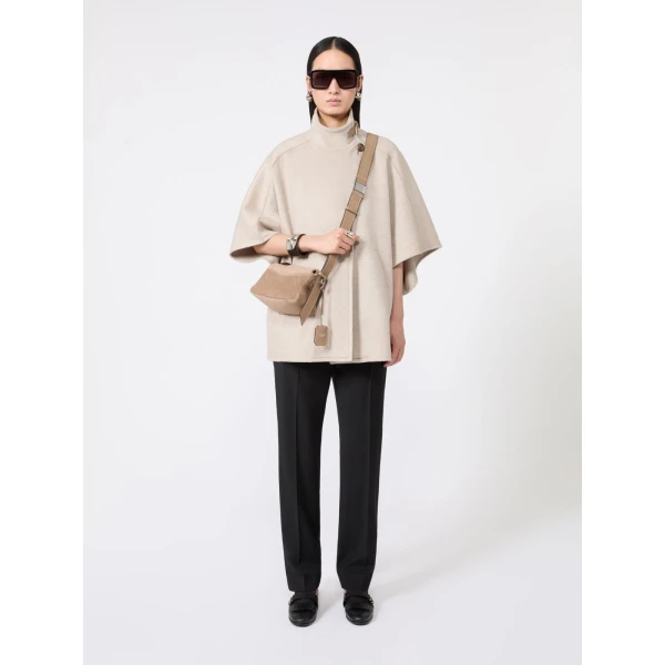 Max Mara Derrik Oversized Cashmere Drap Cape in Stone Grey | Coats | Coveti
