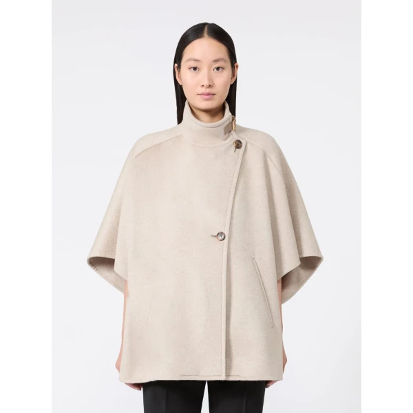 Max Mara Derrik Oversized Cashmere Drap Cape in Stone Grey | Coats | Coveti