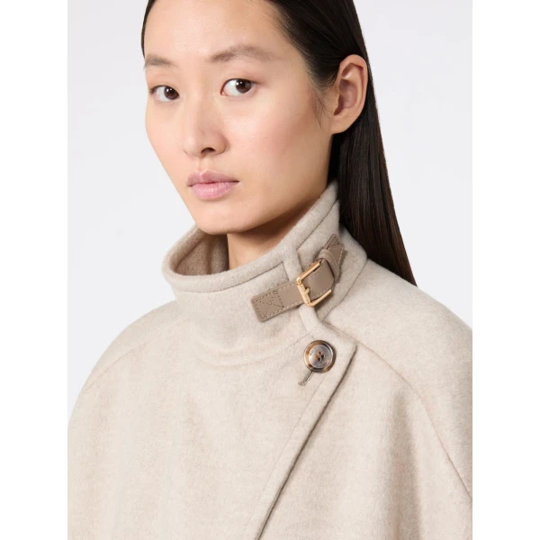 Max Mara Derrik Oversized Cashmere Drap Cape in Stone Grey | Coats | Coveti