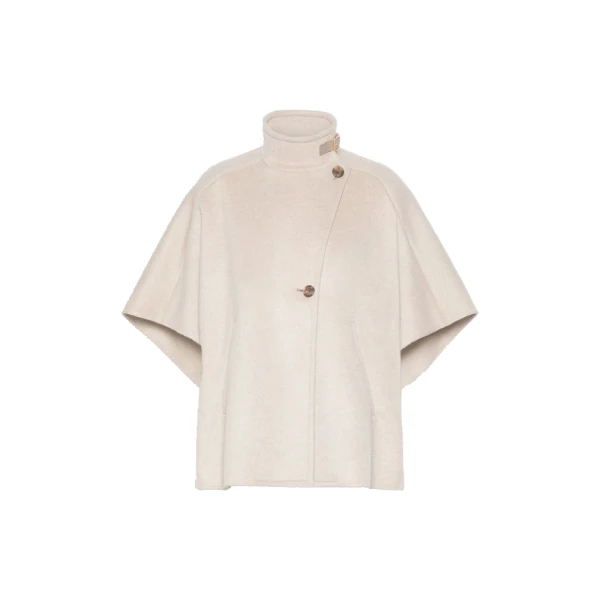Derrik Oversized Cashmere Drap Cape in Stone Grey