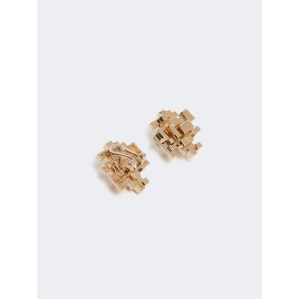 Max Mara Deserto Brutalist Clip Earrings in Bronze | Earrings | Coveti