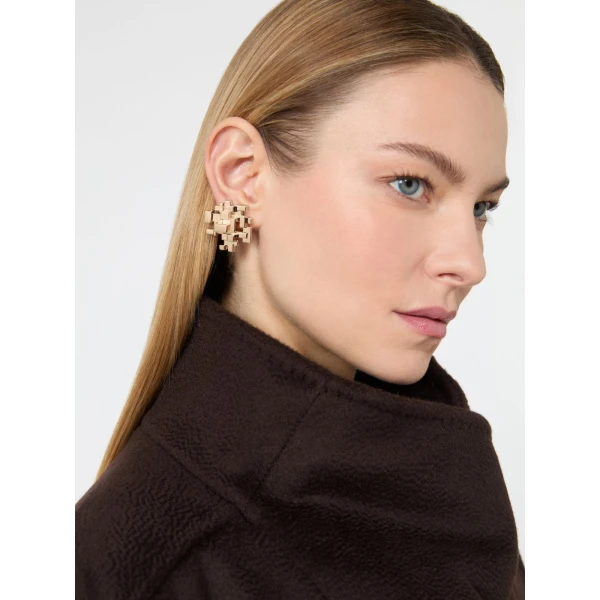 Max Mara Deserto Brutalist Clip Earrings in Bronze | Earrings | Coveti