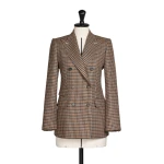 Max Mara Deserto Double-Breasted Mouline Wool Twill Blazer in Beige | Blazers | Coveti