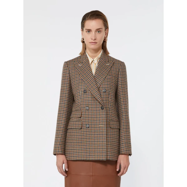 Max Mara Deserto Double-Breasted Mouline Wool Twill Blazer in Beige | Blazers | Coveti