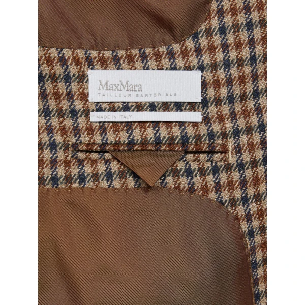 Max Mara Deserto Double-Breasted Mouline Wool Twill Blazer in Beige | Blazers | Coveti
