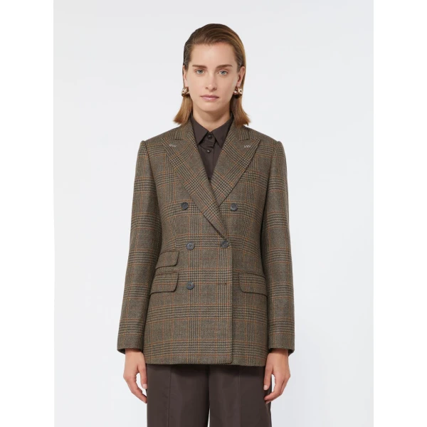 Max Mara Deserto Double-Breasted Mouline Wool Twill Blazer in Black | Blazers | Coveti