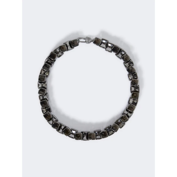 Max Mara Deserto Metal Choker Necklace in Dark Grey | Necklace | Coveti