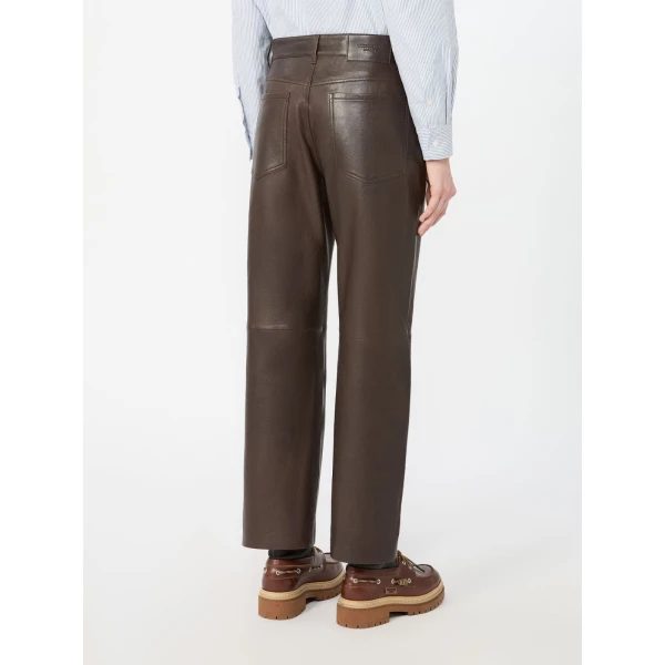 Max Mara Deserto Nappa Leather Trousers in Dark Brown | Tailored pants | Coveti