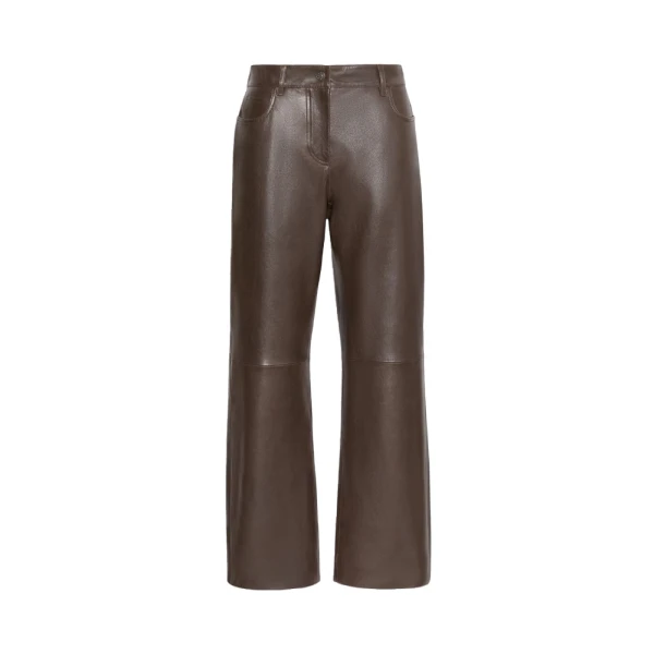 Max Mara Deserto Nappa Leather Trousers in Dark Brown | Tailored pants | Coveti