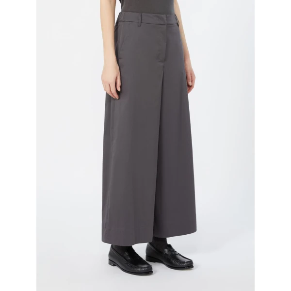 Max Mara Destino Cotton Satin Wide-Leg Trousers in Dark Grey | Wide leg pants | Coveti