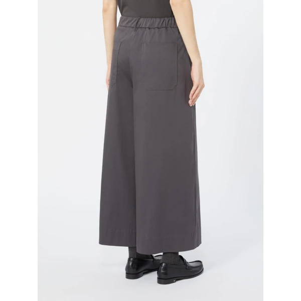 Max Mara Destino Cotton Satin Wide-Leg Trousers in Dark Grey | Wide leg pants | Coveti