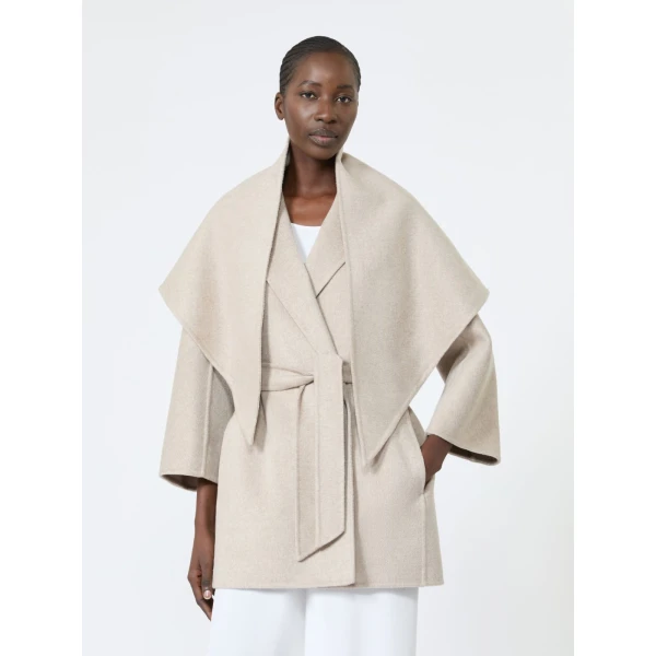 Max Mara Detto Double Cashmere Coat in Sand | Wool Coat | Coveti