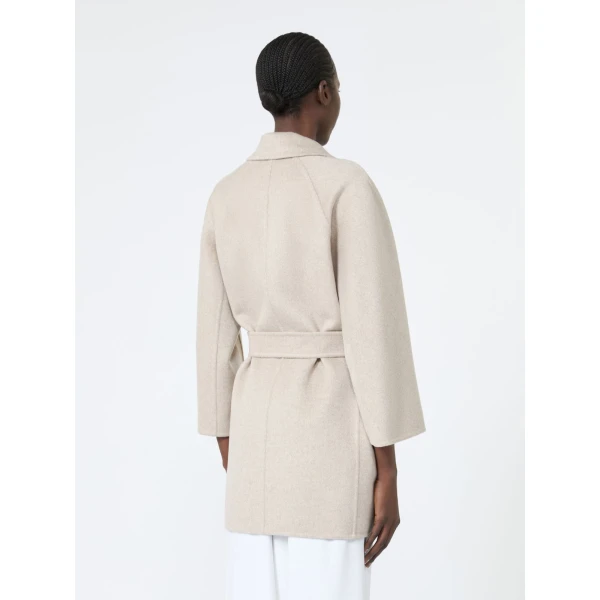 Max Mara Detto Double Cashmere Coat in Sand | Wool Coat | Coveti