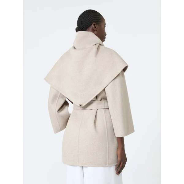 Max Mara Detto Double Cashmere Coat in Sand | Wool Coat | Coveti