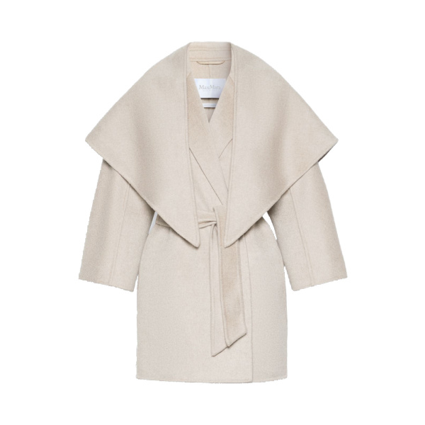 Max Mara Detto Double Cashmere Coat in Sand | Wool Coat | Coveti
