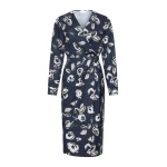 Max Mara Diadema Printed Poplin Wrap Dress in Ultramarine | Midi Dresses | Coveti
