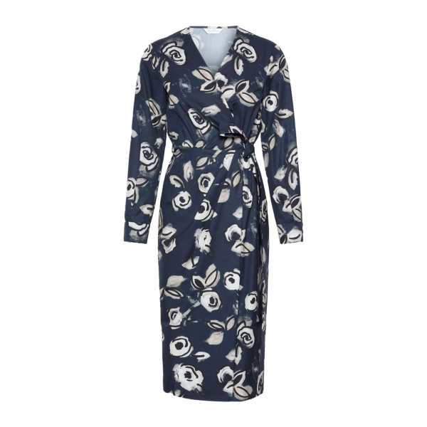 Max Mara Diadema Printed Poplin Wrap Dress in Ultramarine | Midi Dresses | Coveti