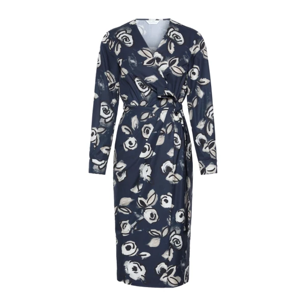 Diadema Printed Poplin Wrap Dress in Ultramarine