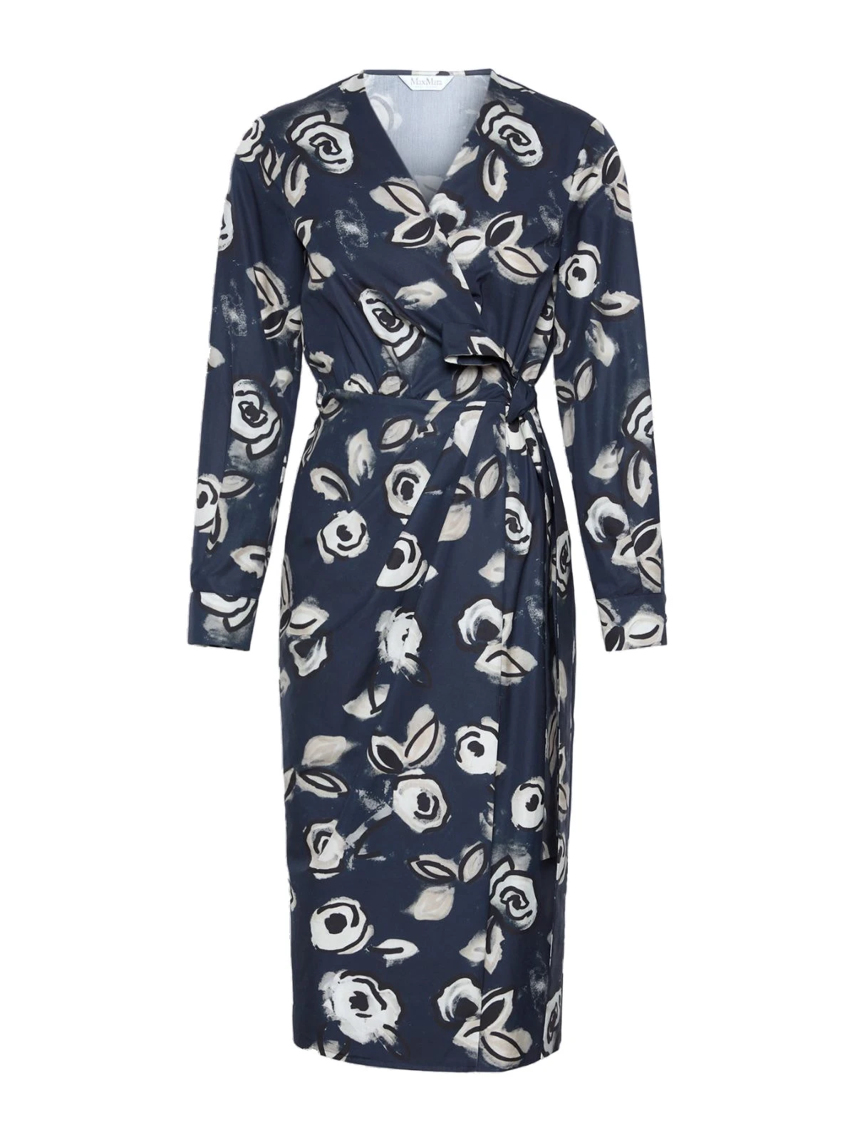Max Mara Diadema Printed Poplin Wrap Dress in Ultramarine Max Mara Diadema Printed Poplin Wrap Dress in Ultramarine | Midi Dresses | Coveti