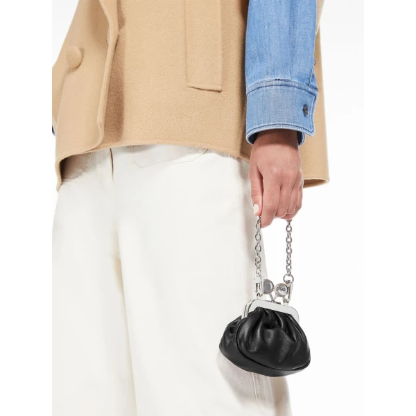 Max Mara Diomede Nappa Sheepskin Nano Pasticcino Bag in Black | Mini Bags | Coveti
