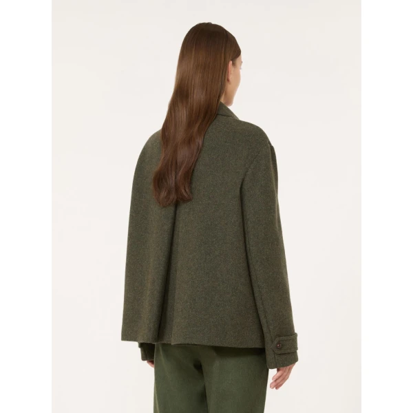 Max Mara Diorama Melange Wool Short Coat in Sage Green | Wool Coat | Coveti