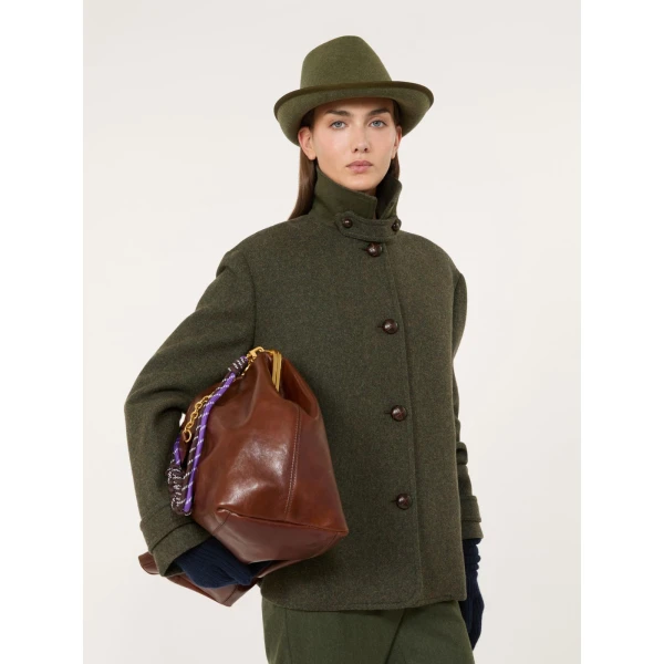 Max Mara Diorama Melange Wool Short Coat in Sage Green | Wool Coat | Coveti