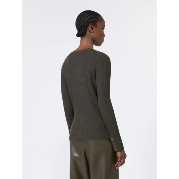 Max Mara Disegno Ribbed Wool Jumper in Khaki | Sweaters | Coveti