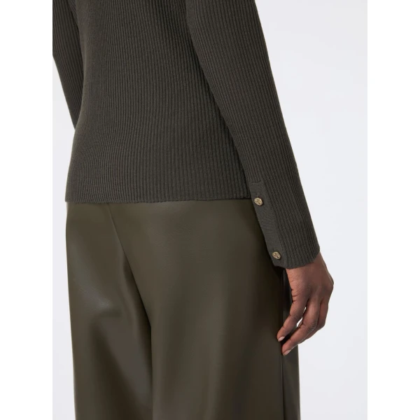 Max Mara Disegno Ribbed Wool Jumper in Khaki | Sweaters | Coveti