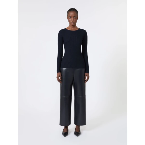 Max Mara Disegno Ribbed Wool Jumper in Ultramarine | Sweaters | Coveti