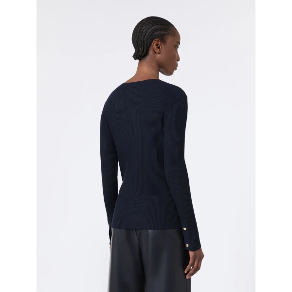 Max Mara Disegno Ribbed Wool Jumper in Ultramarine | Sweaters | Coveti