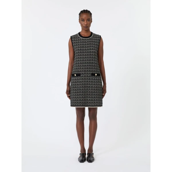 Max Mara Diva Jacquard Wool and Cashmere Mini Dress in Black | Mini Dresses | Coveti
