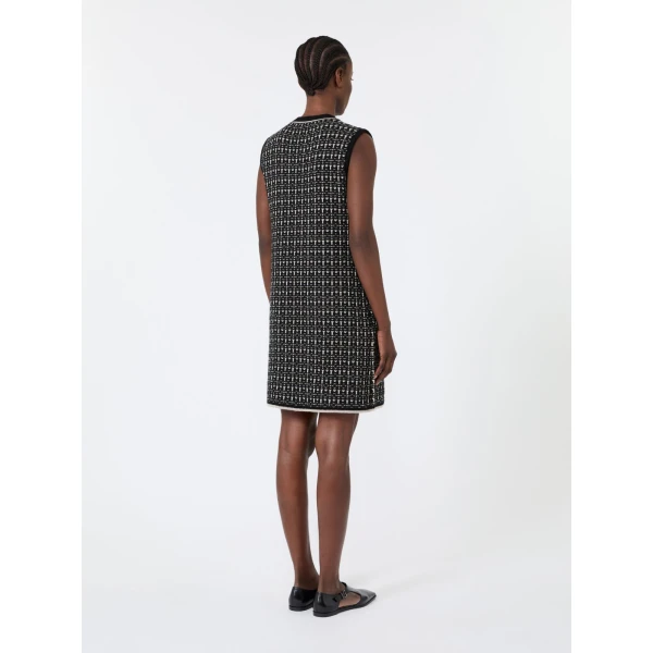 Max Mara Diva Jacquard Wool and Cashmere Mini Dress in Black | Mini Dresses | Coveti