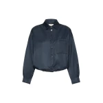 Max Mara Diva Water-Repellent Twill Shirt Jacket in Navy | Jackets | Coveti
