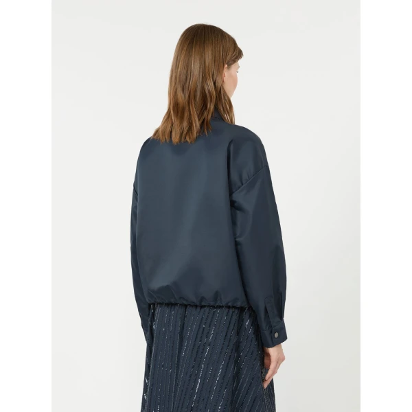 Max Mara Diva Water-Repellent Twill Shirt Jacket in Navy | Jackets | Coveti