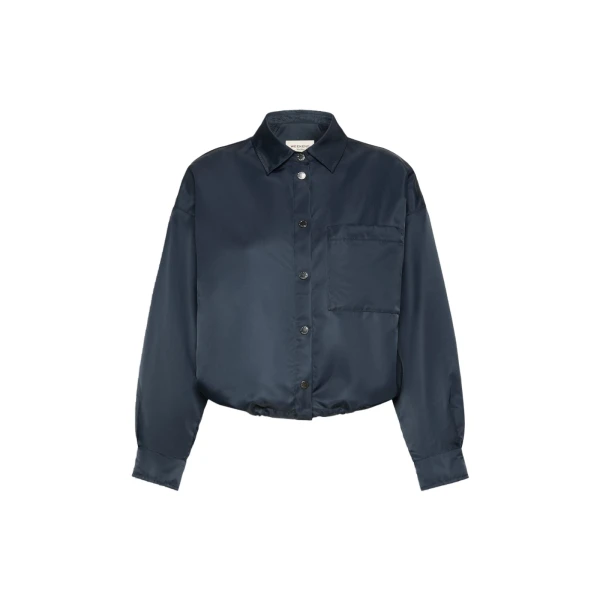 Max Mara Diva Water-Repellent Twill Shirt Jacket in Navy | Jackets | Coveti