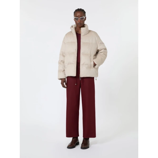 Max Mara Divina Short Reversible Cashmere Puffer Jacket in Albino White | Jackets | Coveti