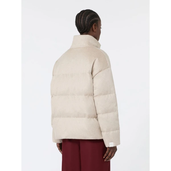 Max Mara Divina Short Reversible Cashmere Puffer Jacket in Albino White | Jackets | Coveti